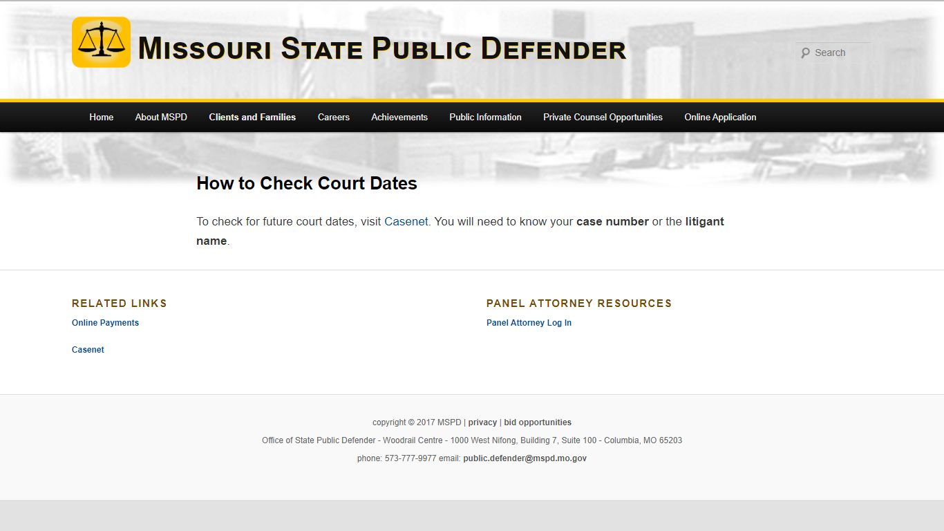 How to Check Court Dates | Missouri State Public Defender